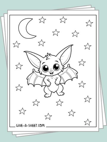 Free printable halloween bat coloring page.