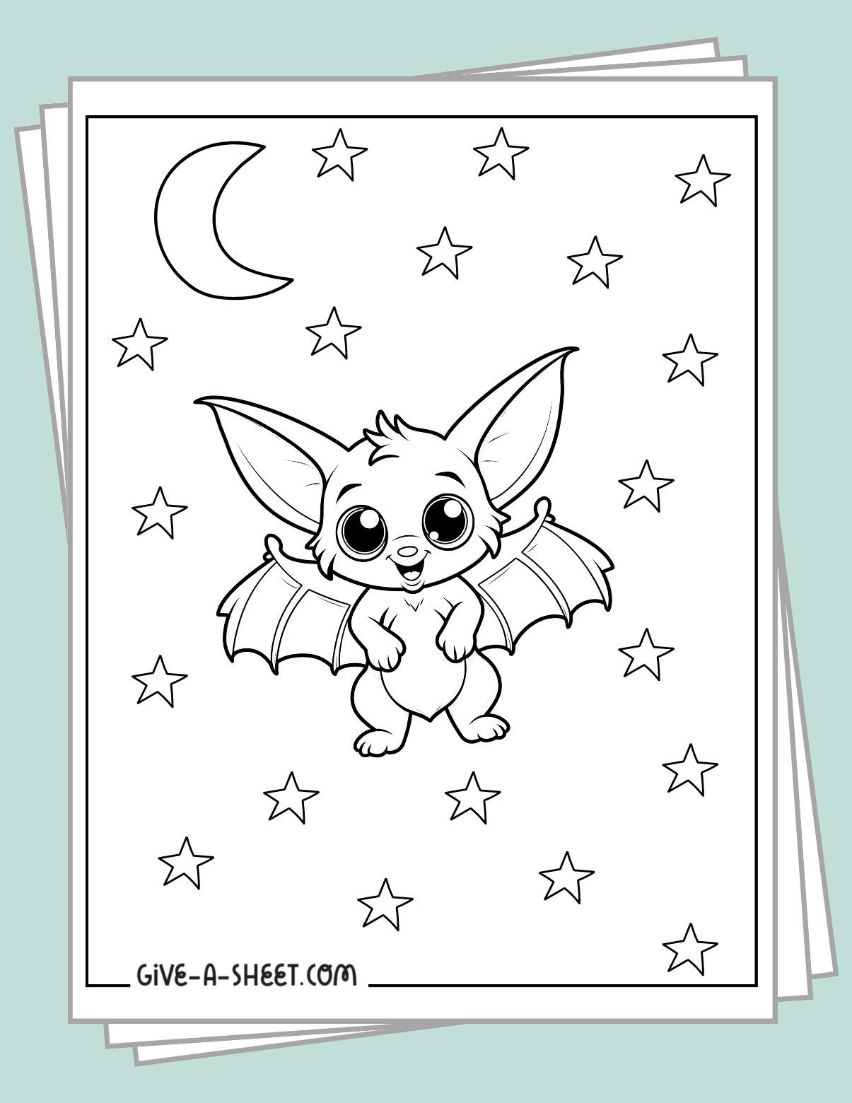 Free printable halloween bat coloring page.