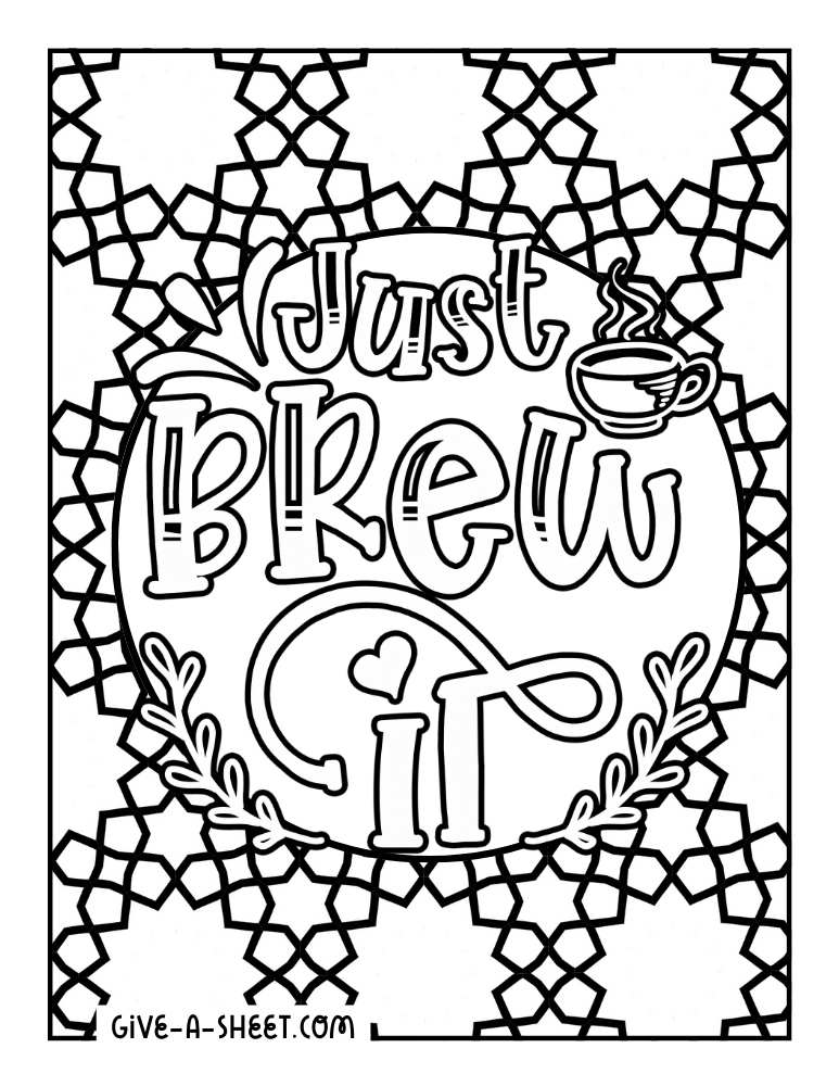 Brewed coffee beans coloring page for coffee enthusiasts.