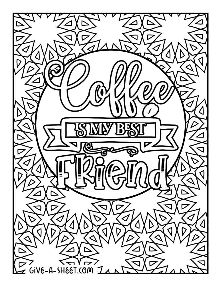 Detailed background Starbucks coloring sheet.