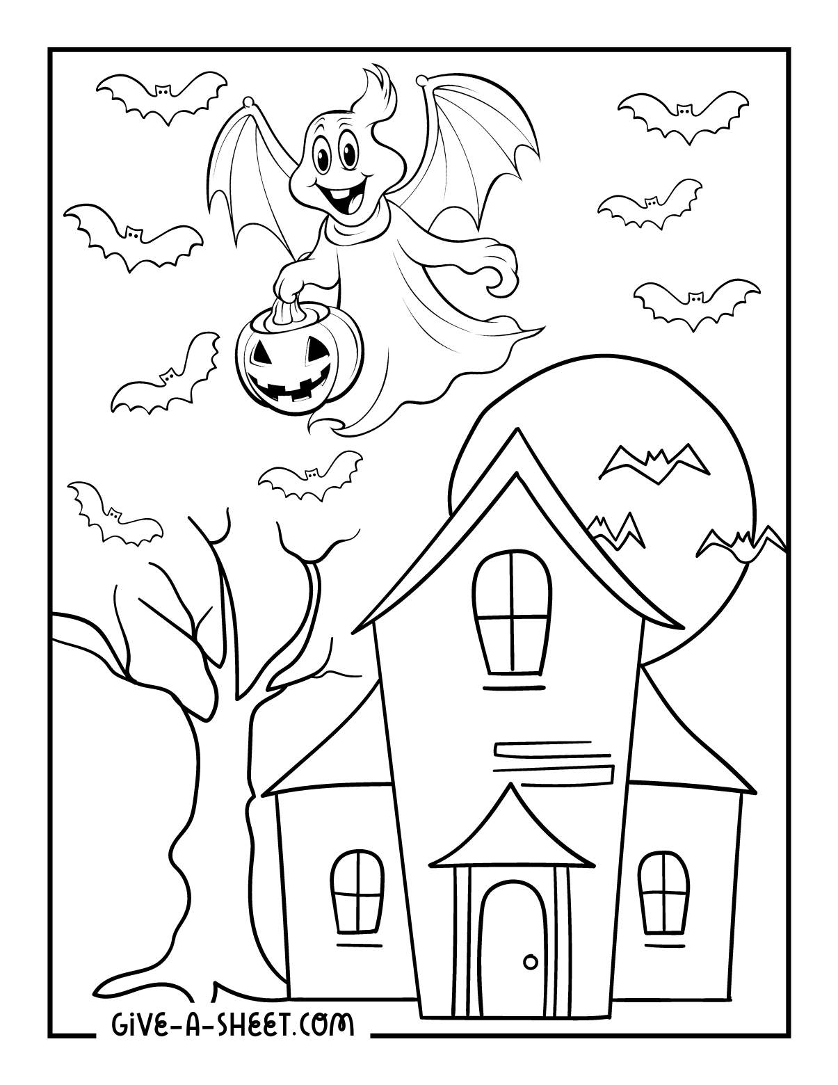 Halloween ghost pumpkin coloring pages for kids.