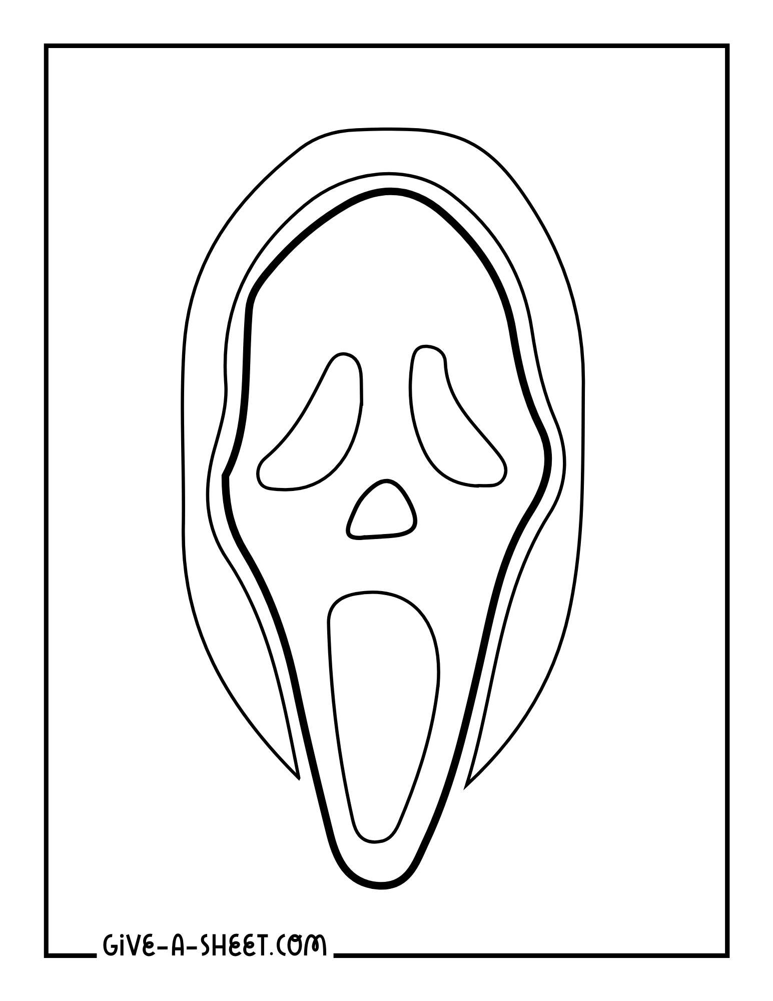 Simple ghost face coloring page.