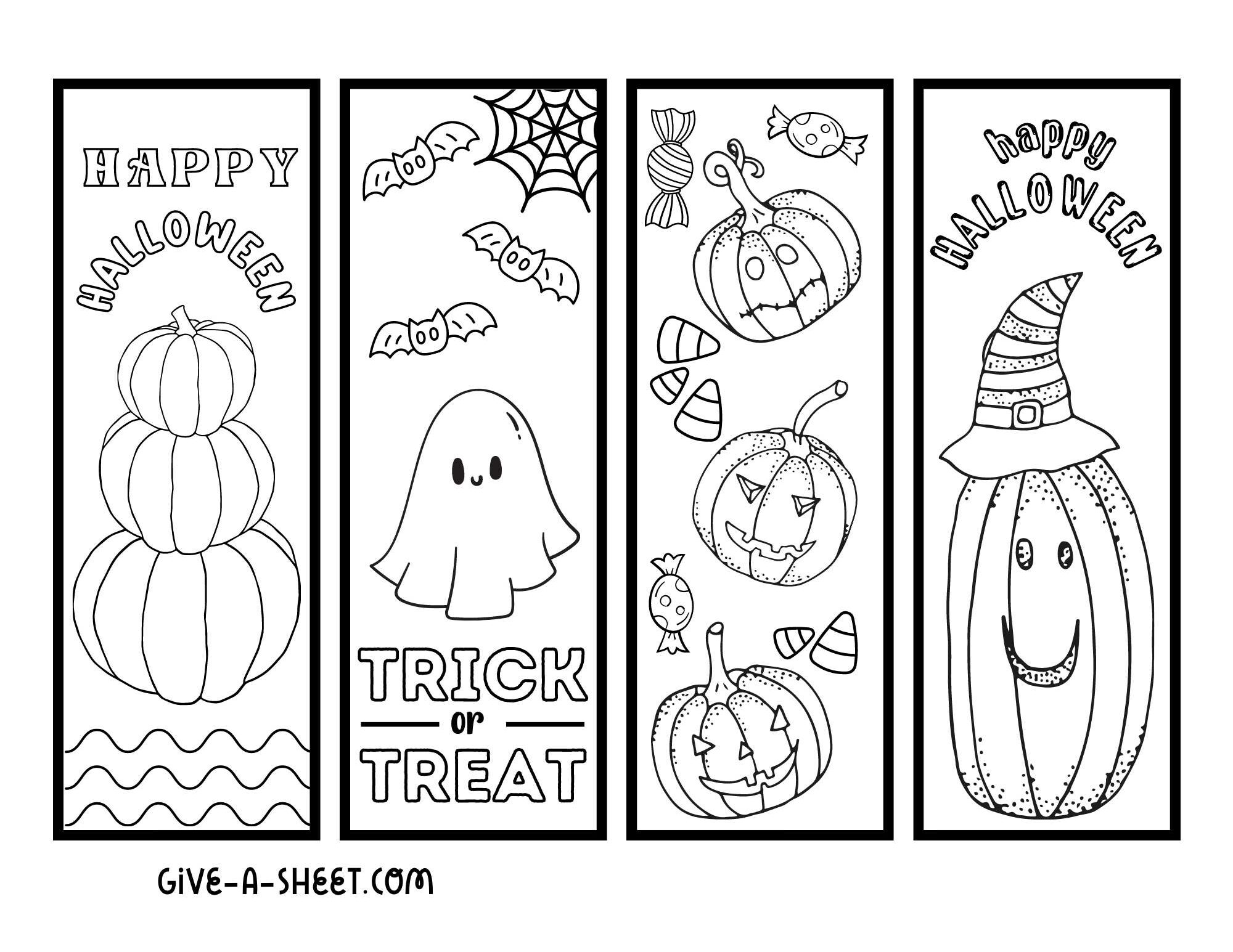 Halloween bookmark coloring page for kids.