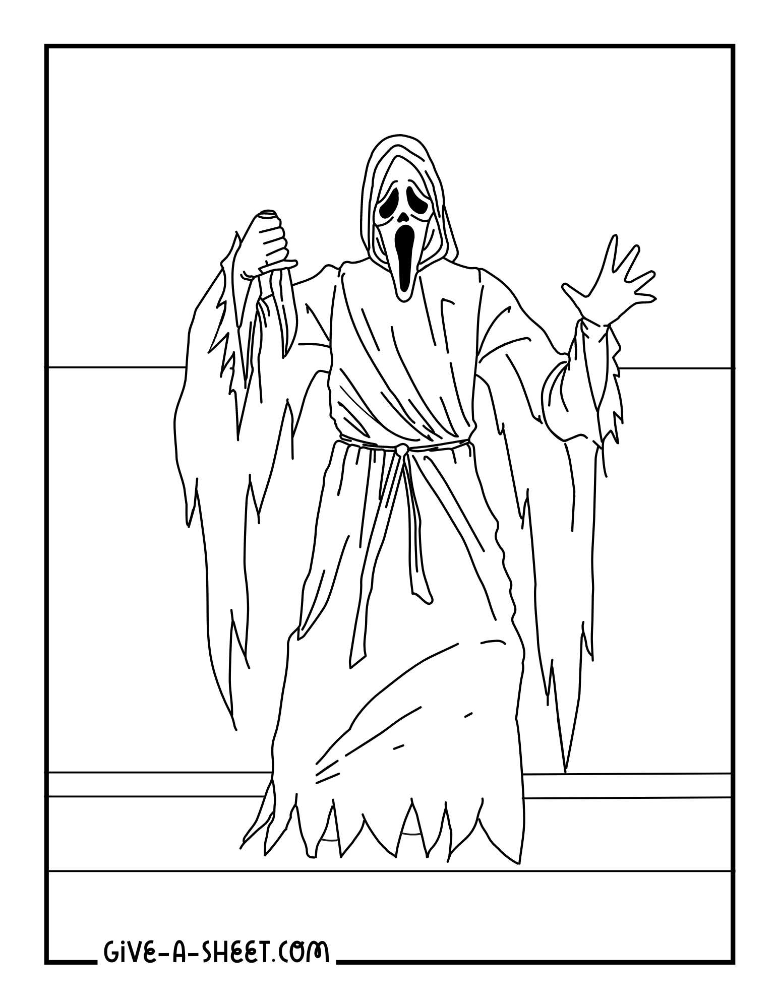 Ghostface with knife coloring sheet.