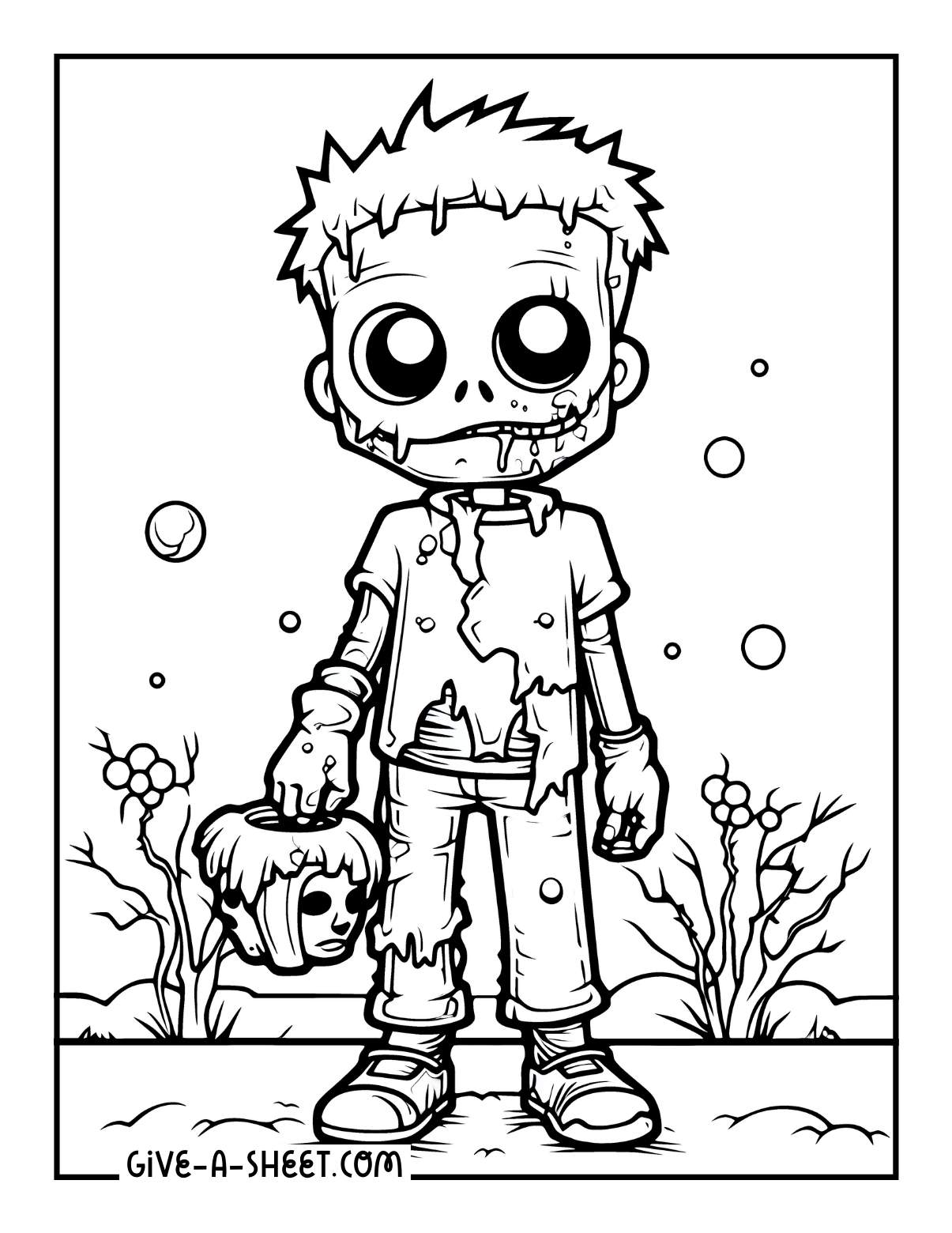 Frankenstein halloween zombie coloring page for kids.