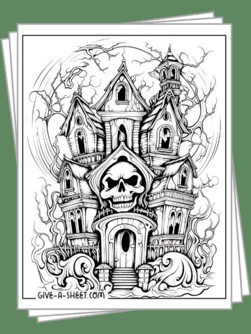 Free printable haunted house coloring pages.