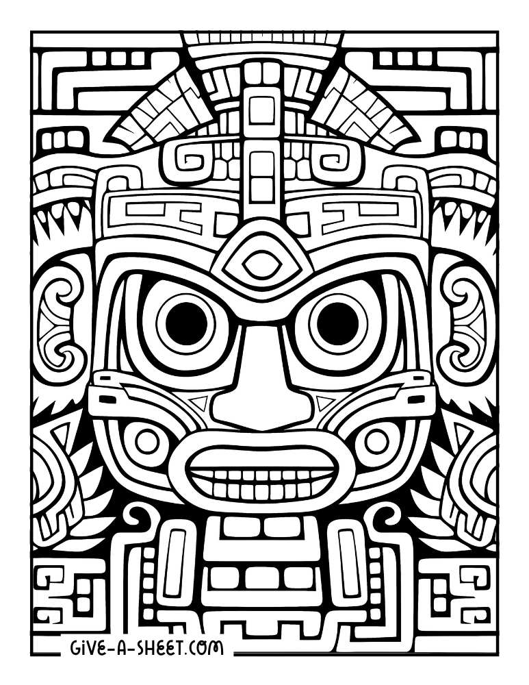 Latin America history art and crafts coloring page for adults.