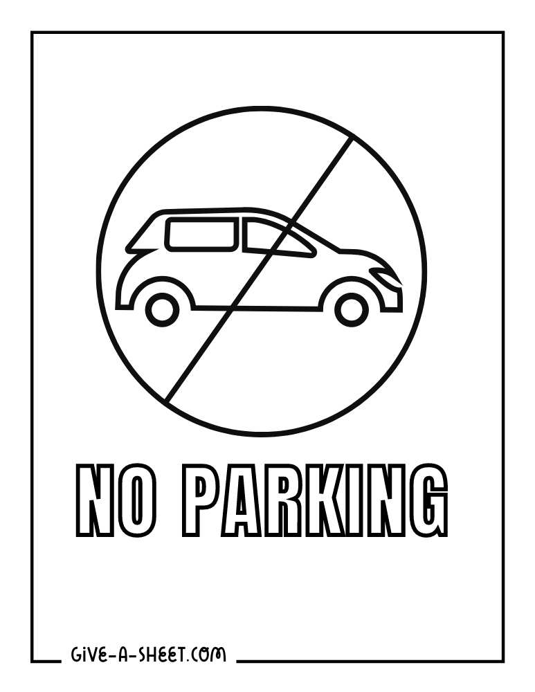 No parking sign stickers coloring page.