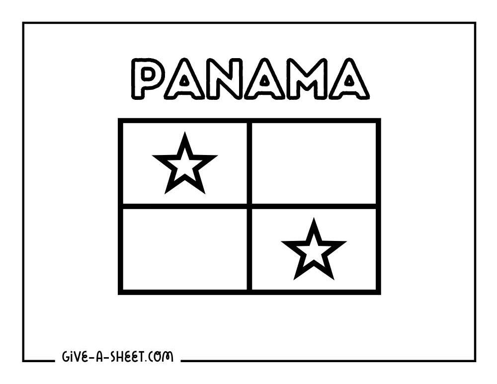 Panama Central America Flag coloring page for kids.