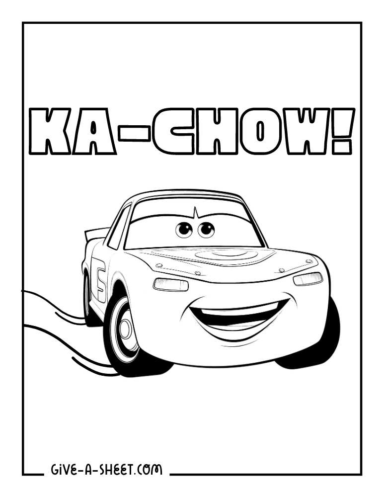 Lightning McQueen car coloring page for kids.
