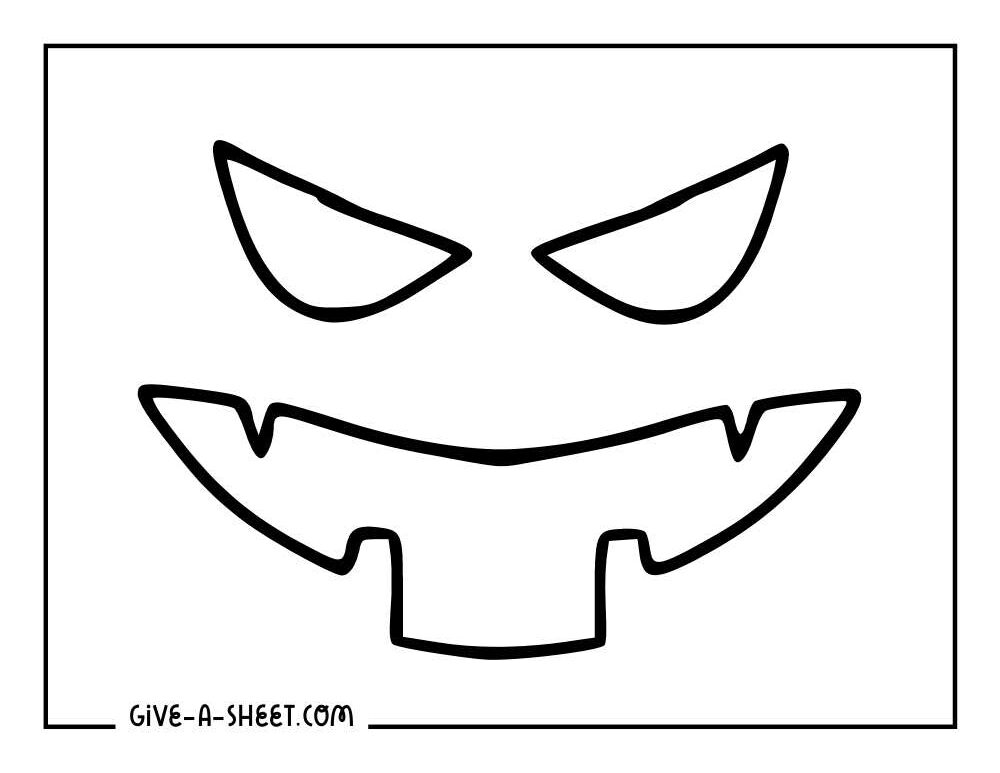 Easy Jack o lantern face coloring page for kids.