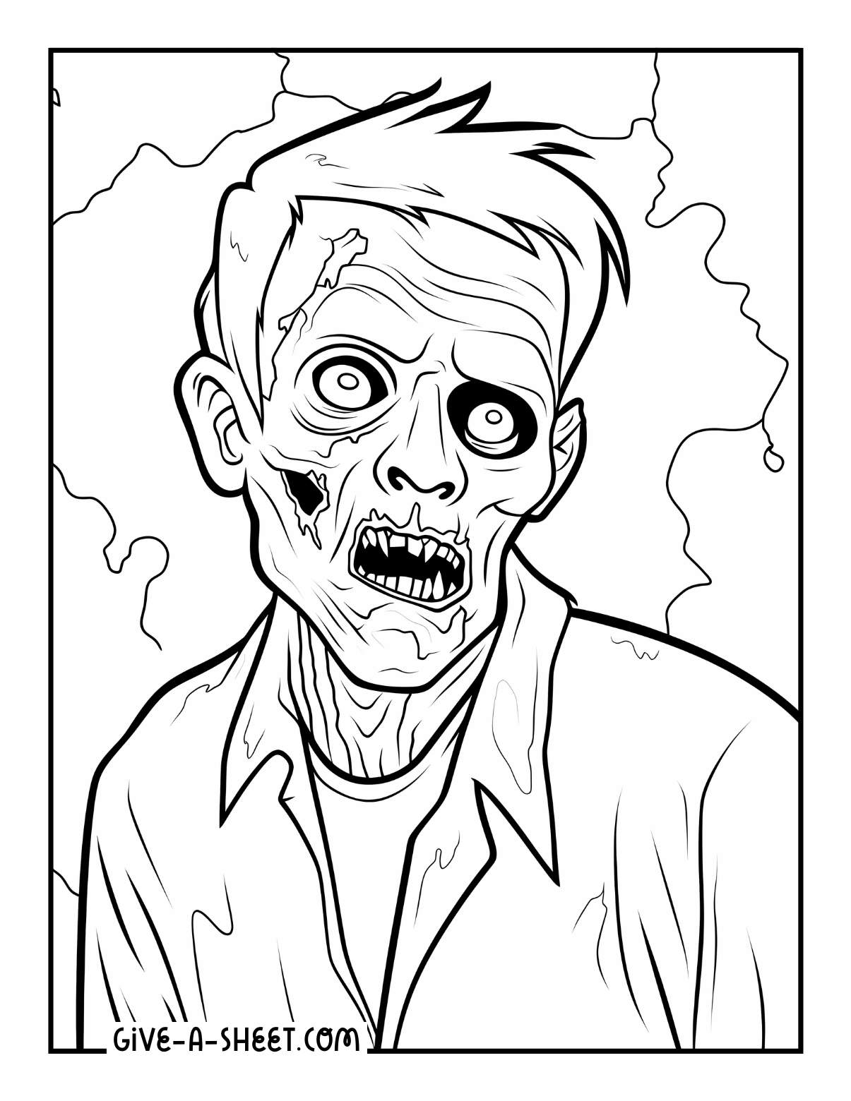 Disney zombies infected coloring page for adults.