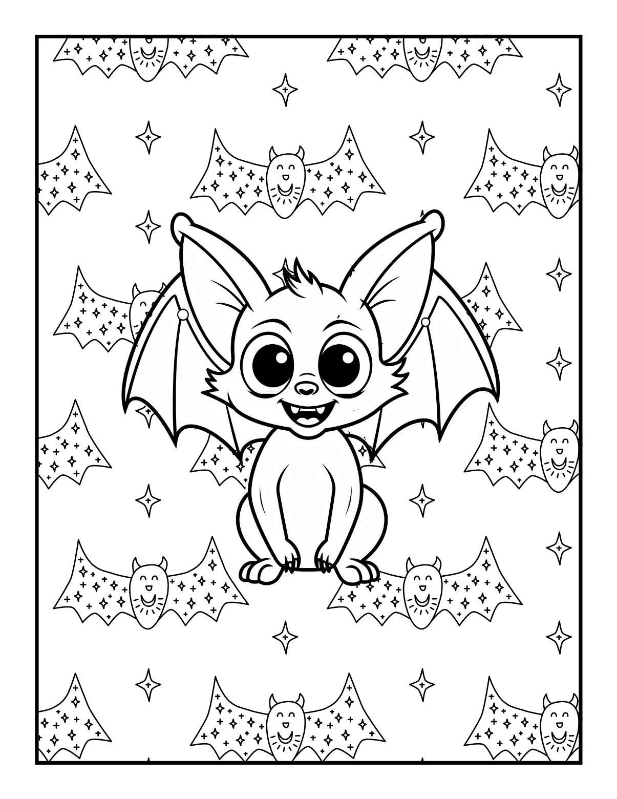 Cute bat coloring pages for kids.