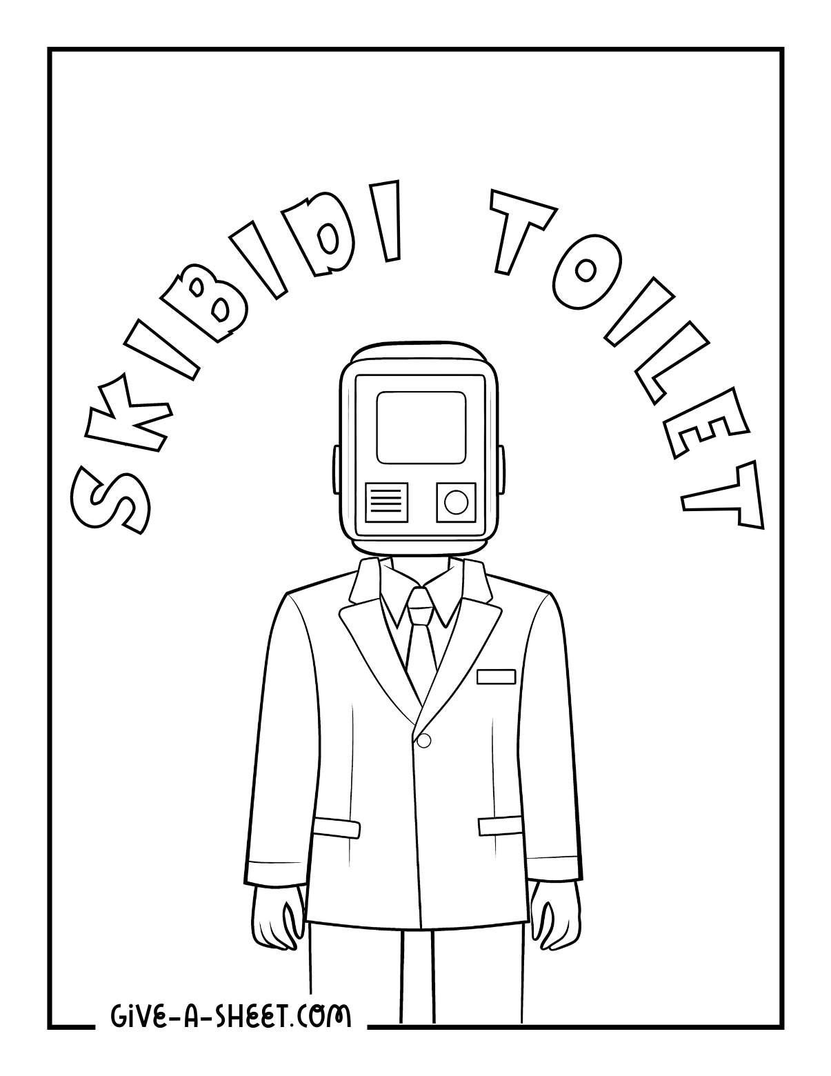 Skibidi toilet cameraman coloring sheet.