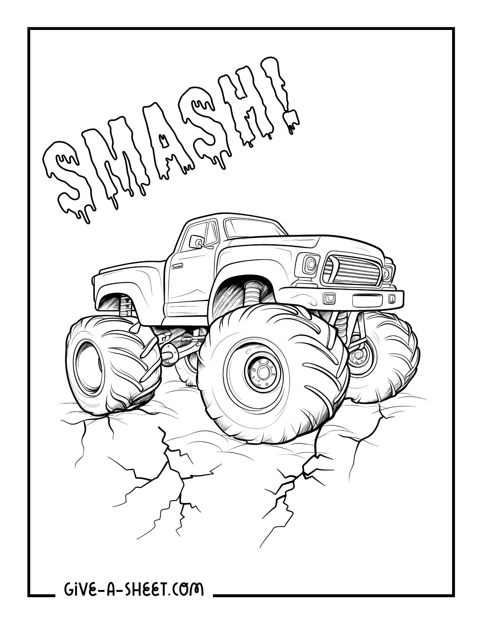 Monster jam circuit competition coloring page for adults.