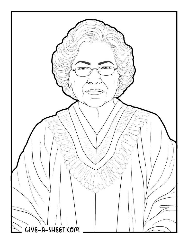 Sonia Sotomayor famous Latino leaders coloring page.