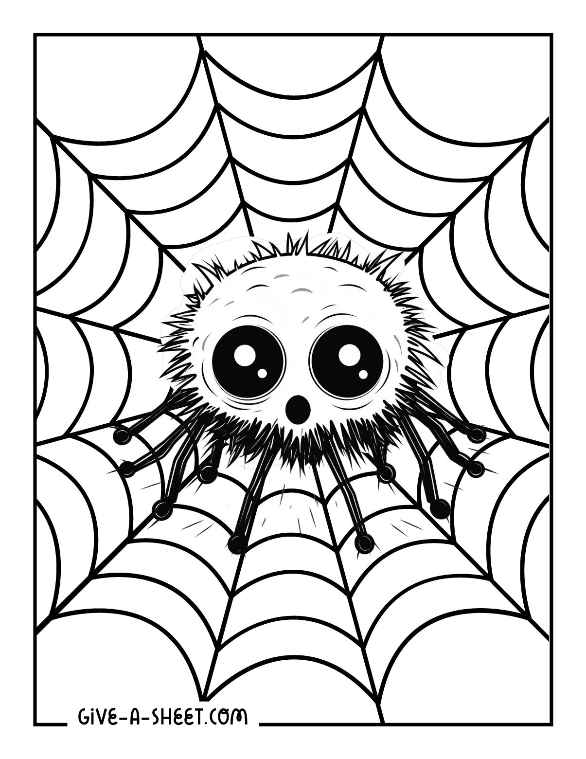 Tarantula on a spiders web new coloring pages for kids.