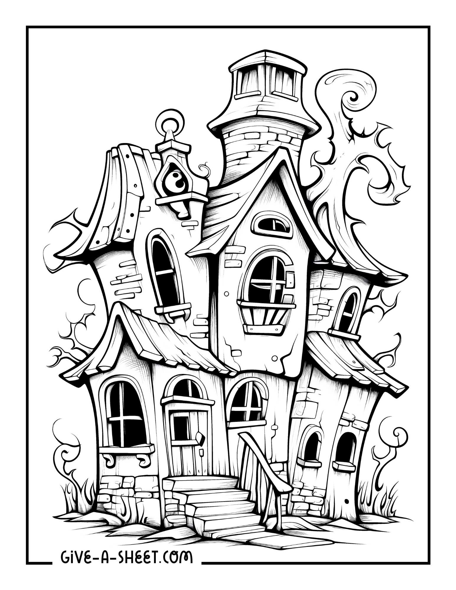 Monster house coloring page.
