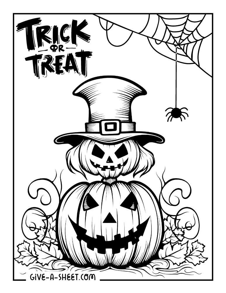 Halloween Jack O lantern pumpkin coloring page.