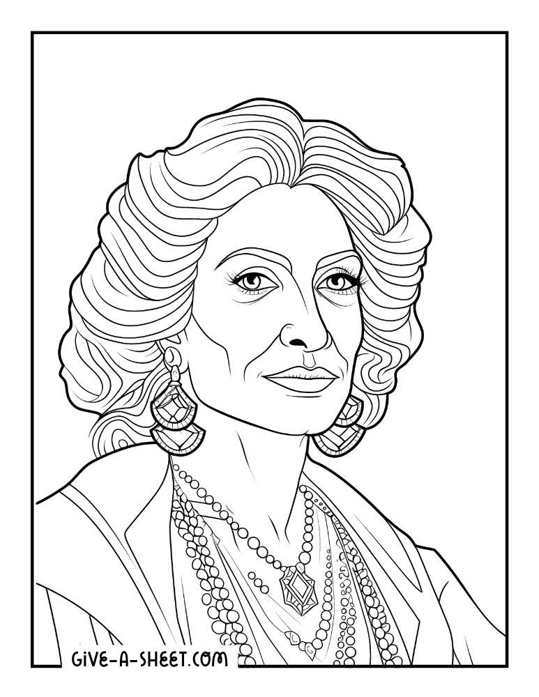 Portrait of Sylvia Rivera activist contributions coloring page.