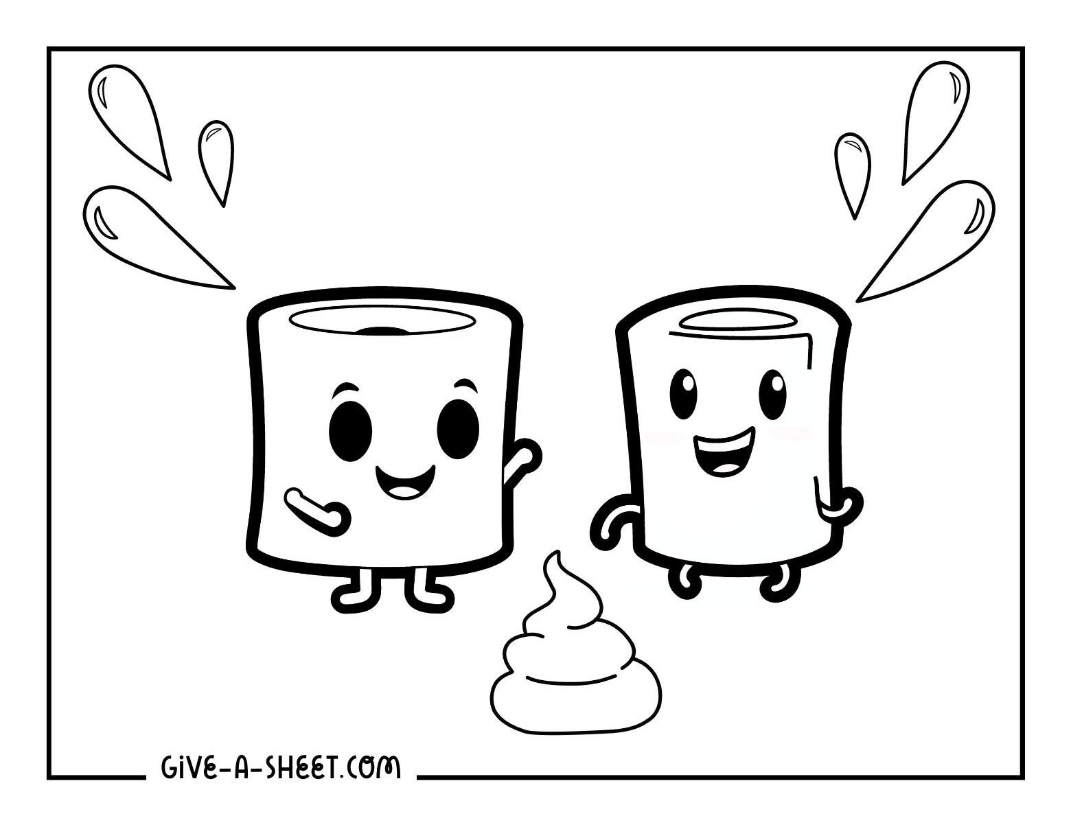 Toilet paper rainbow friends printable coloring pages for kids.