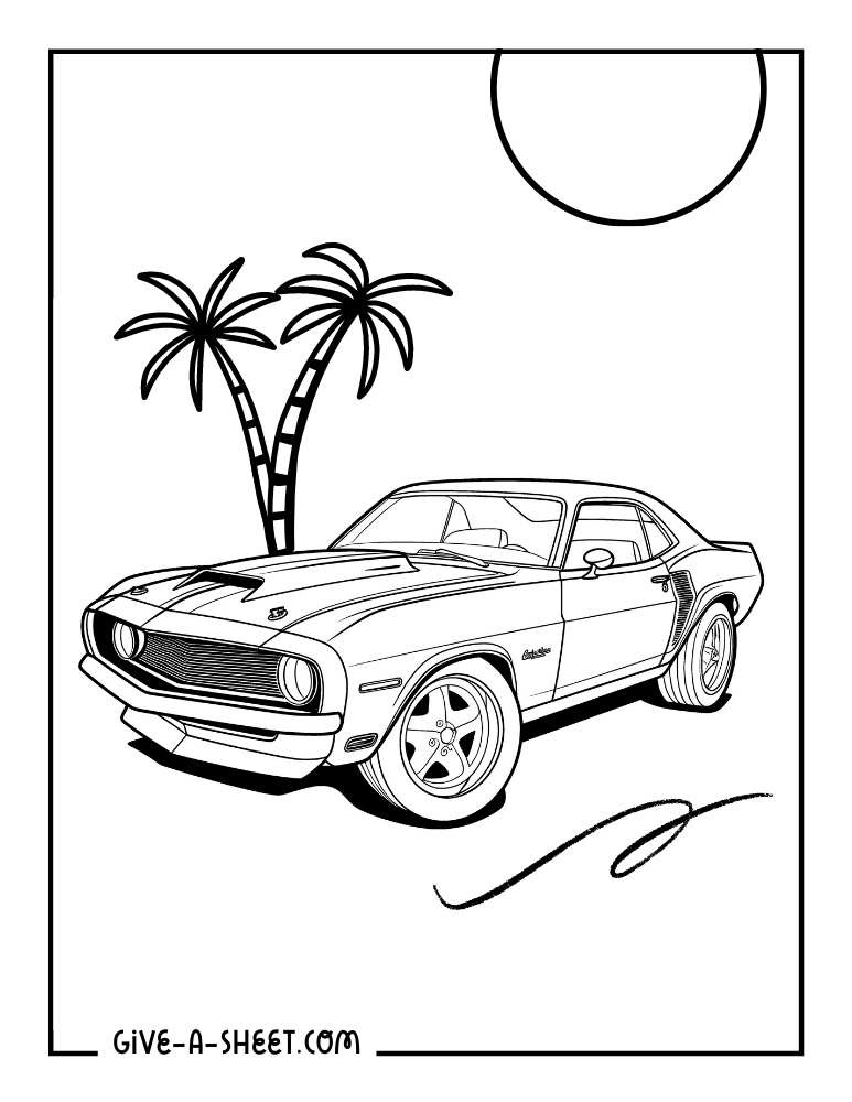 Camaro sports car coloring page.