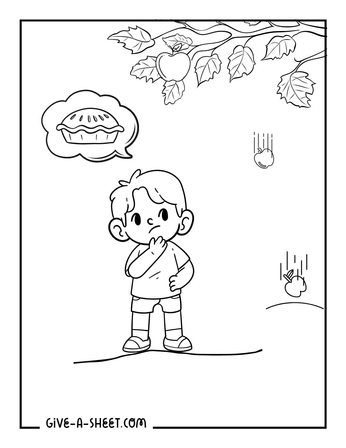 Apple pie delicious snack coloring page for kids.