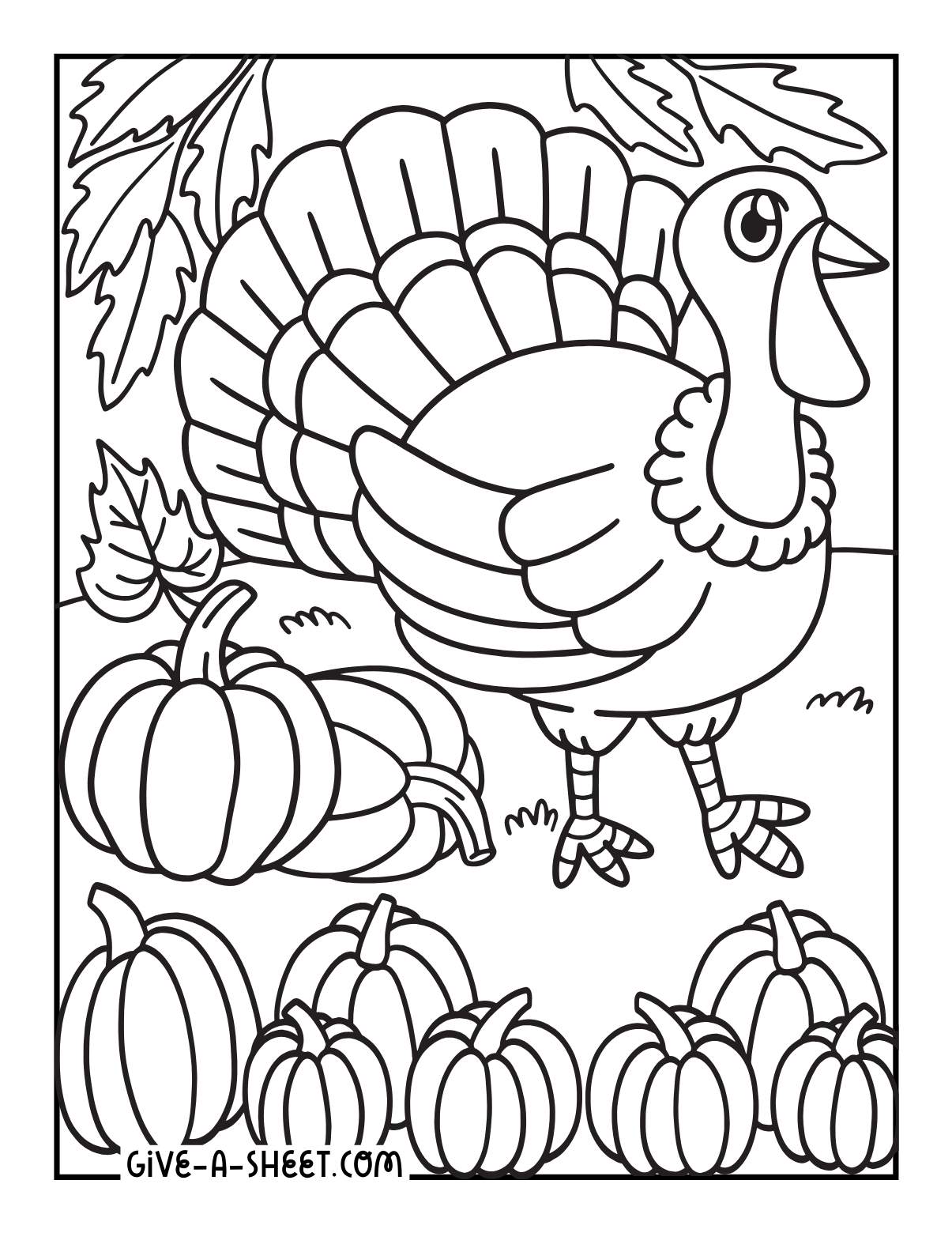 Cute thanksgiving turkey coloring pages for kids.