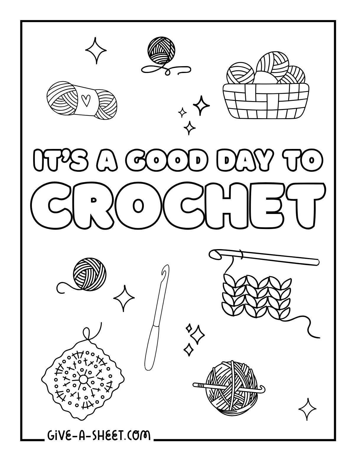 Crochet and Knitting craftsmanship coloring page.