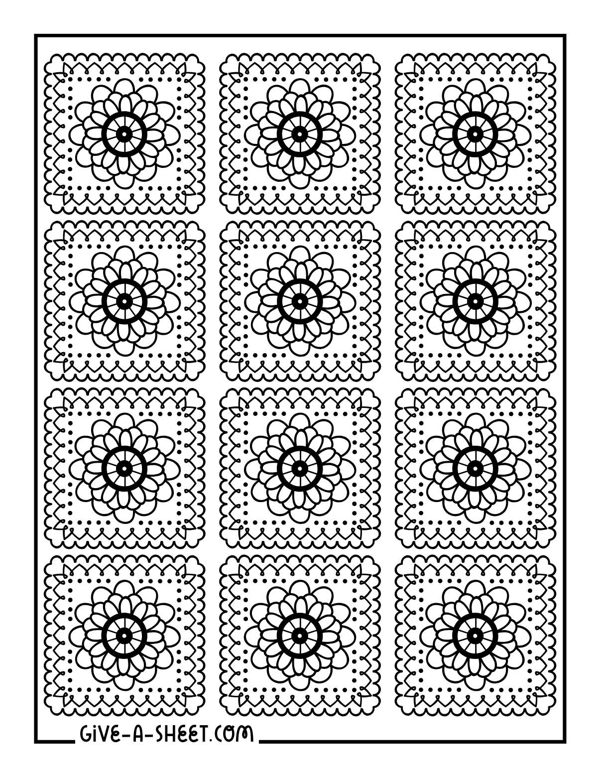 Crochet granny square patterns coloring page.