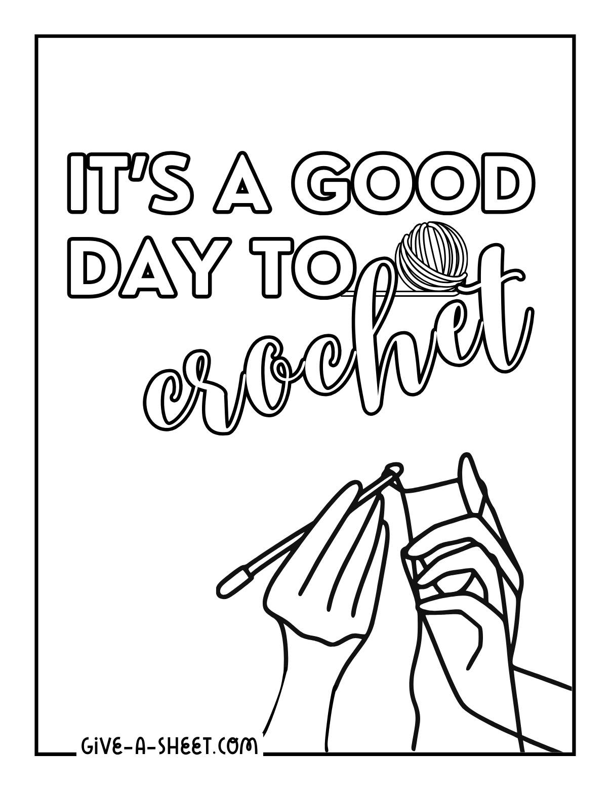 Crochet needlework coloring page.
