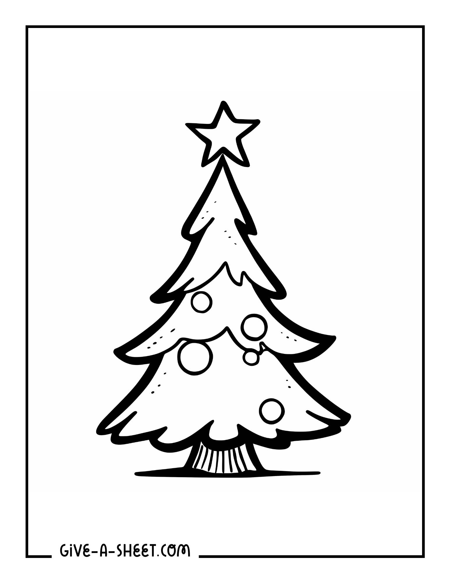 Easy Christmas trees coloring page for kids.
