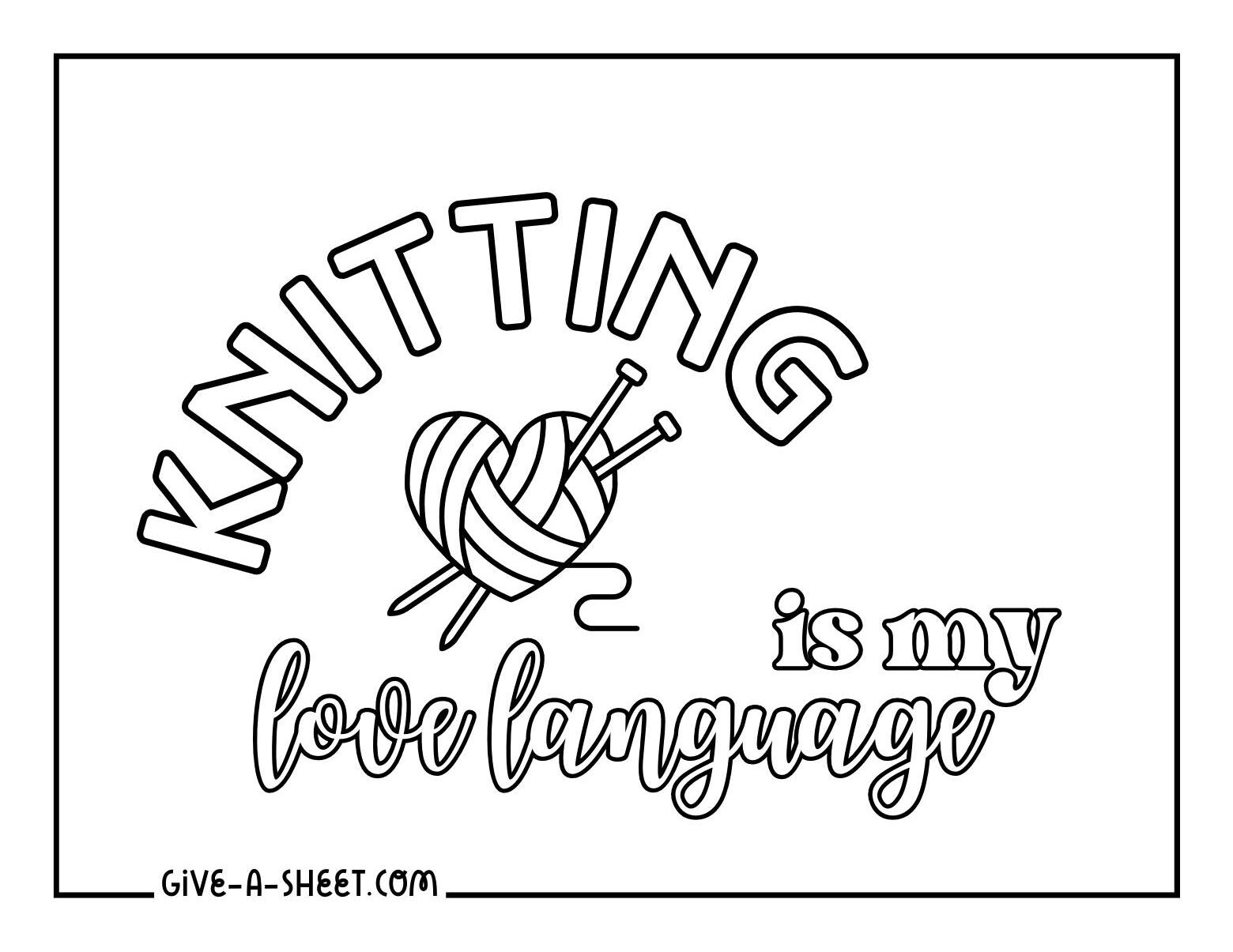 Knitting artwork coloring page for kids.