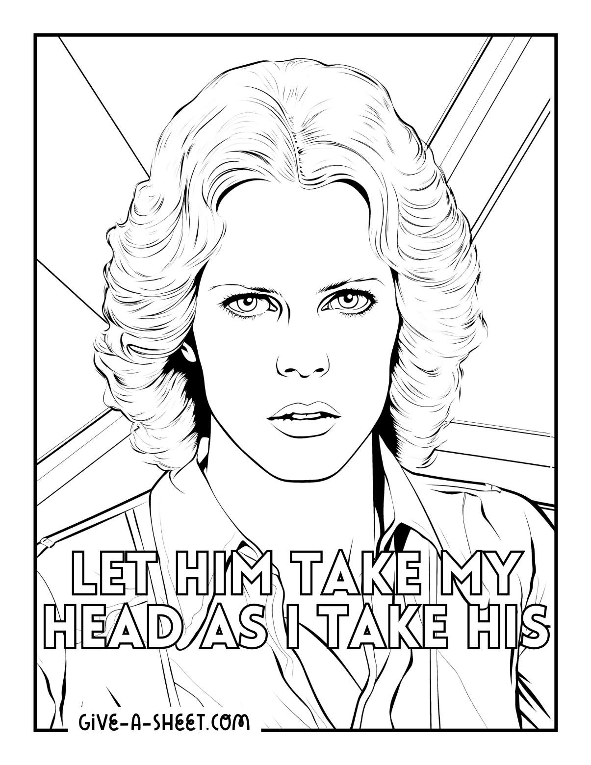 Jamie Lee Curtis as Laurie Strode for Halloween movie coloring page.