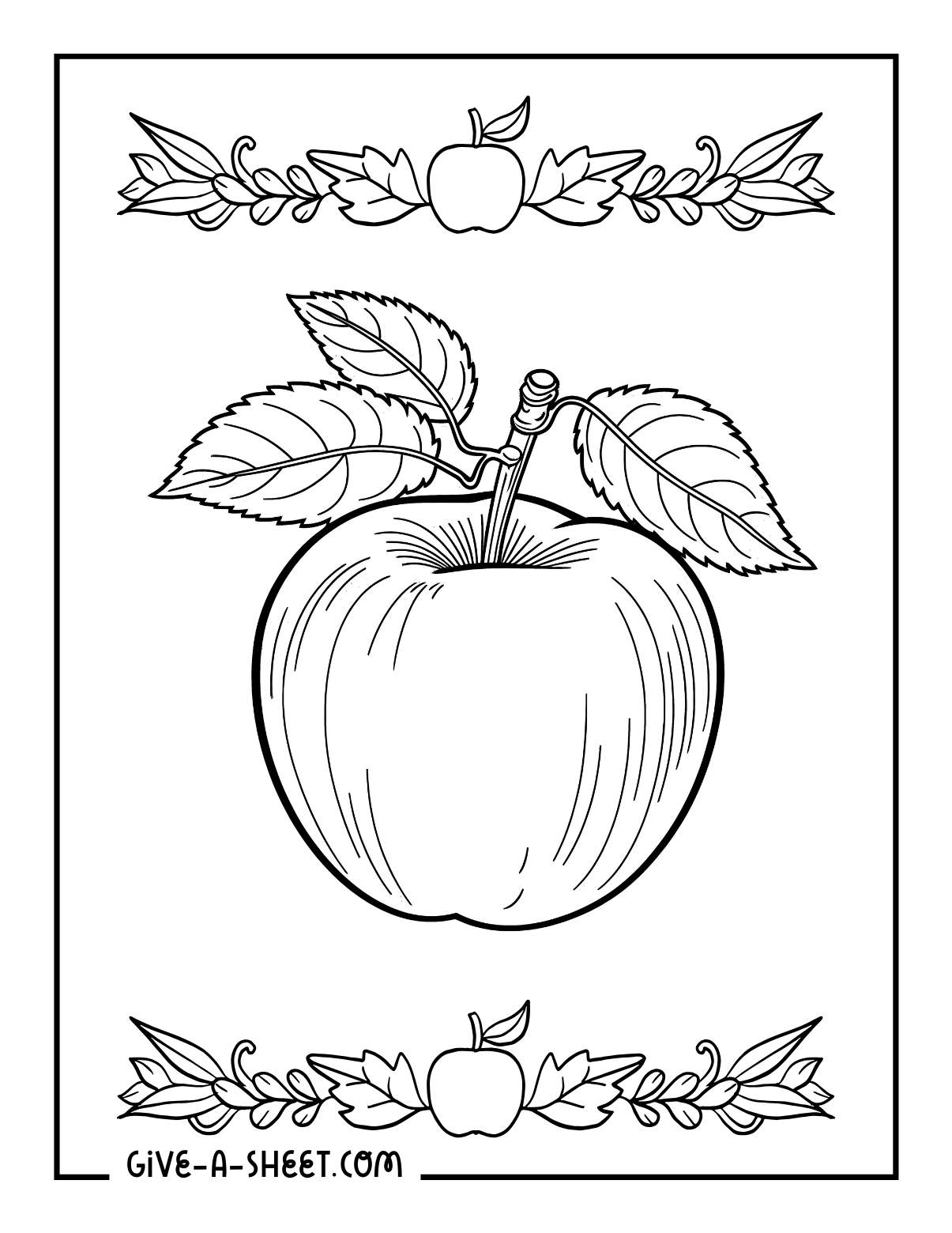 Realistic apple with intricate designs to color.