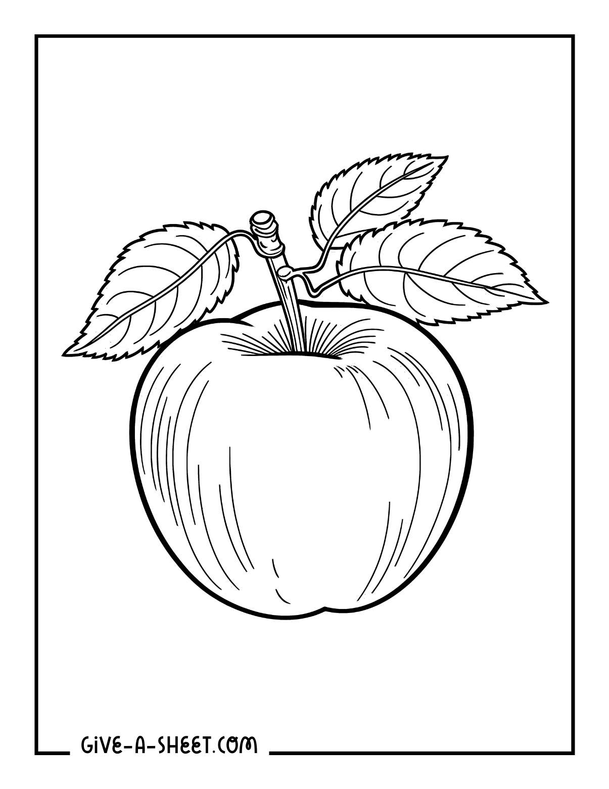 Easy apple coloring page for kids.