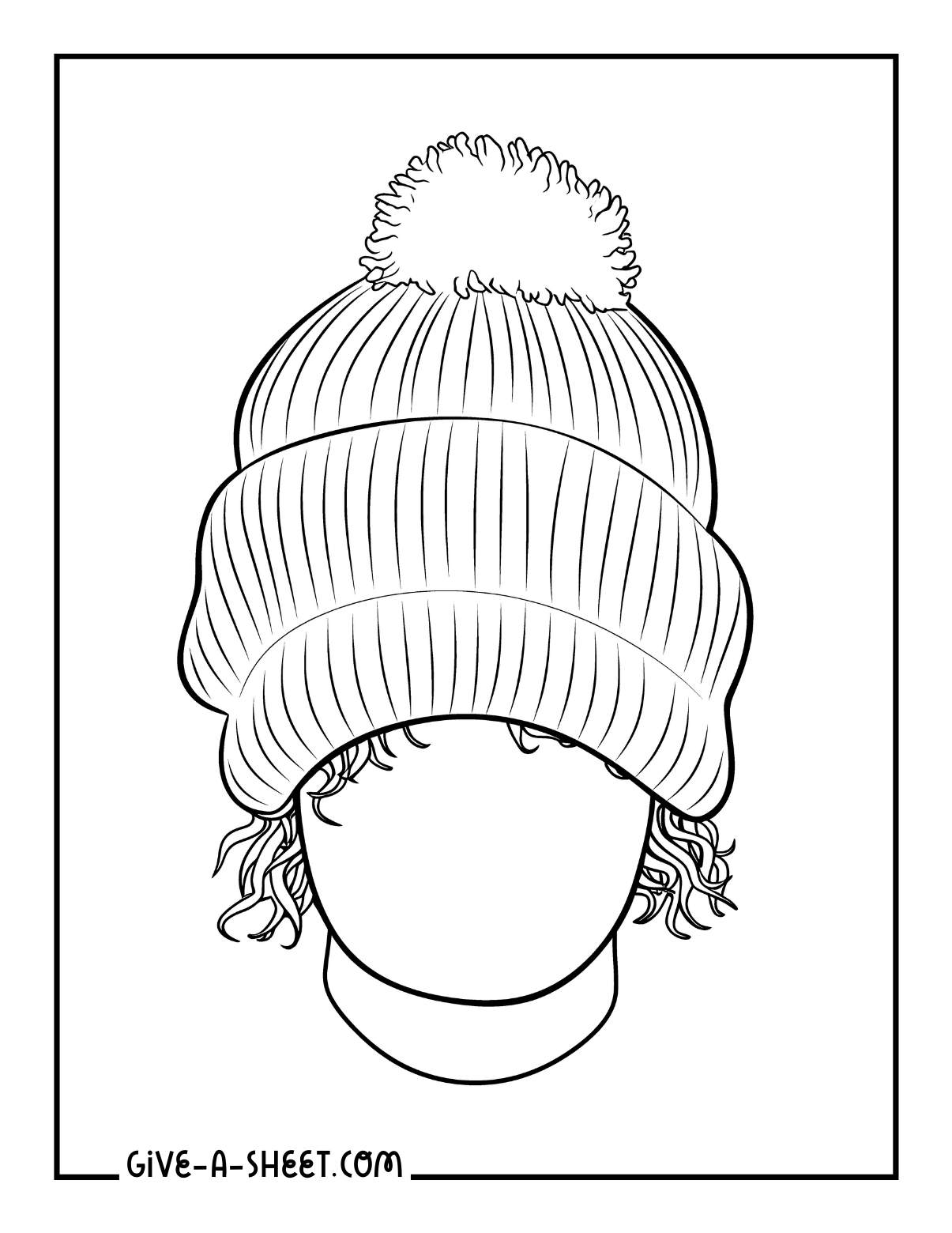 Slouchy winter toque coloring page.