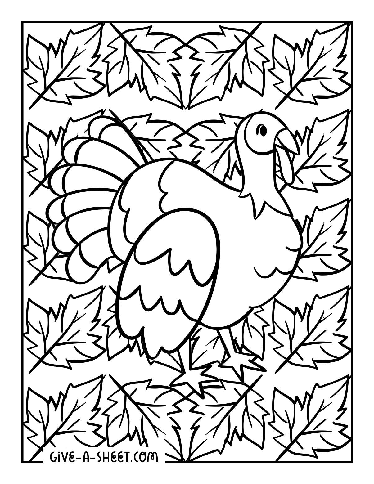 Fall leaves turkey coloring page.