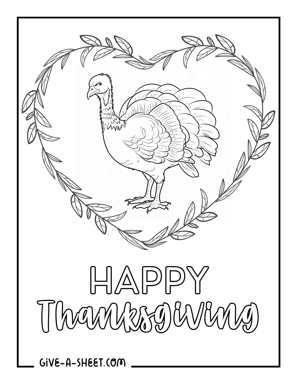 Free printable thanksgiving coloring pages simple turkey.