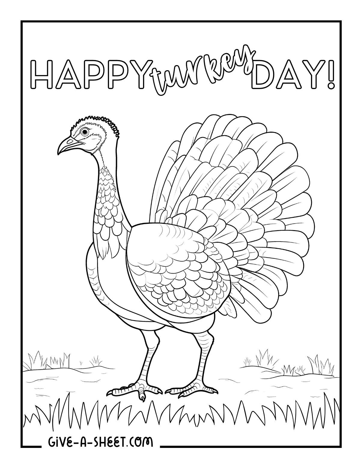 Happy turkey day coloring pages for adults.