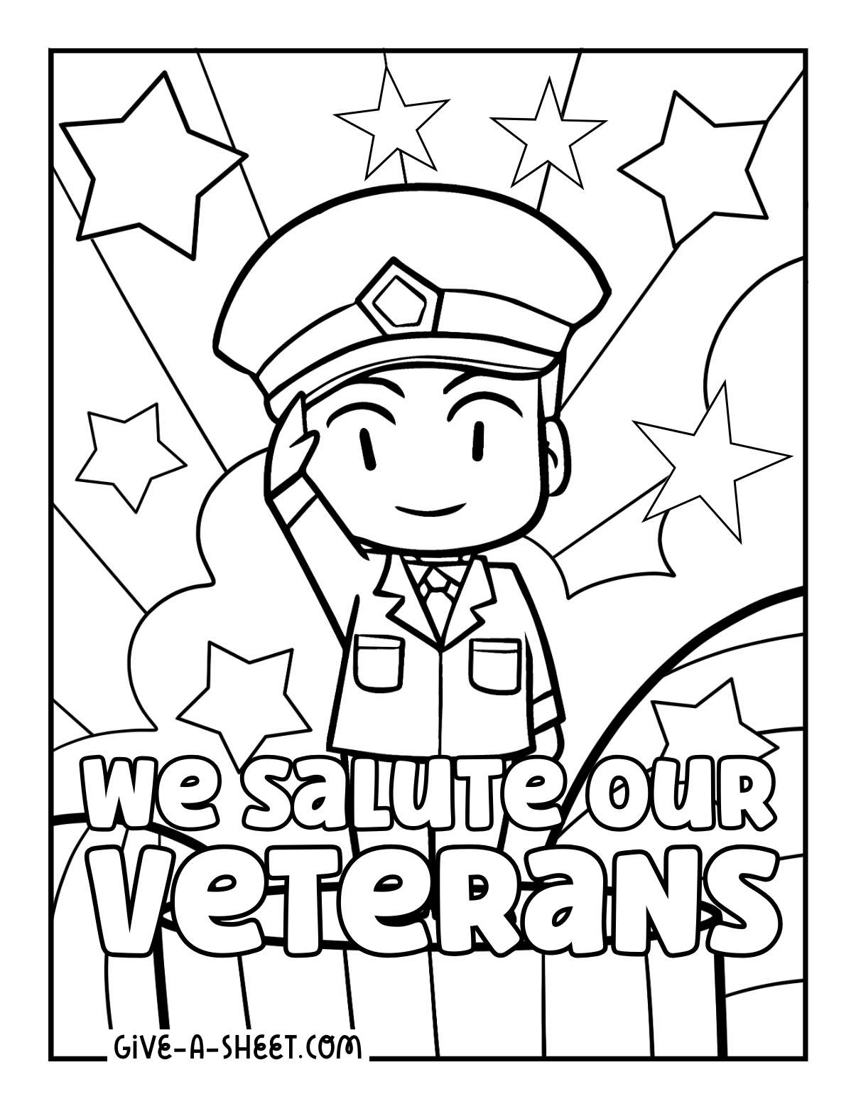 Remembrance of veterans day coloring sheet for kids.