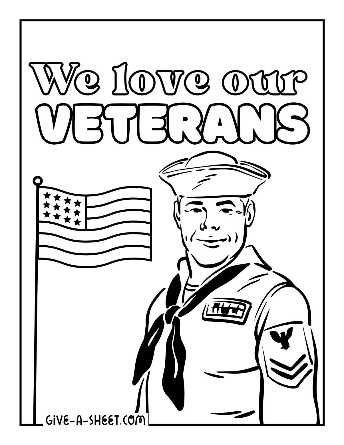 Navy showing patriotism on veterans day coloring page.