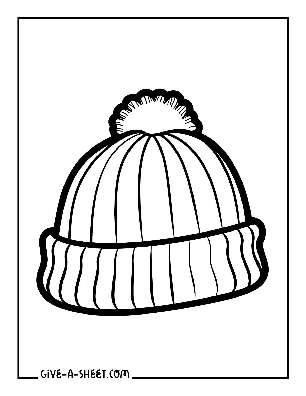 Simple winter hat outlines to color for kids.